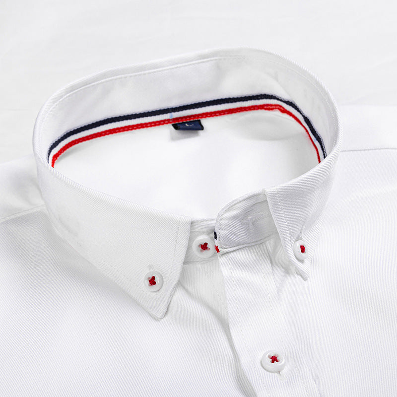 Men's long-sleeved shirt Korean version trend slim youth white shirt men's pointed neck inch shirt A&S Collection