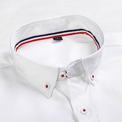 Men's long-sleeved shirt Korean version trend slim youth white shirt men's pointed neck inch shirt A&S Collection