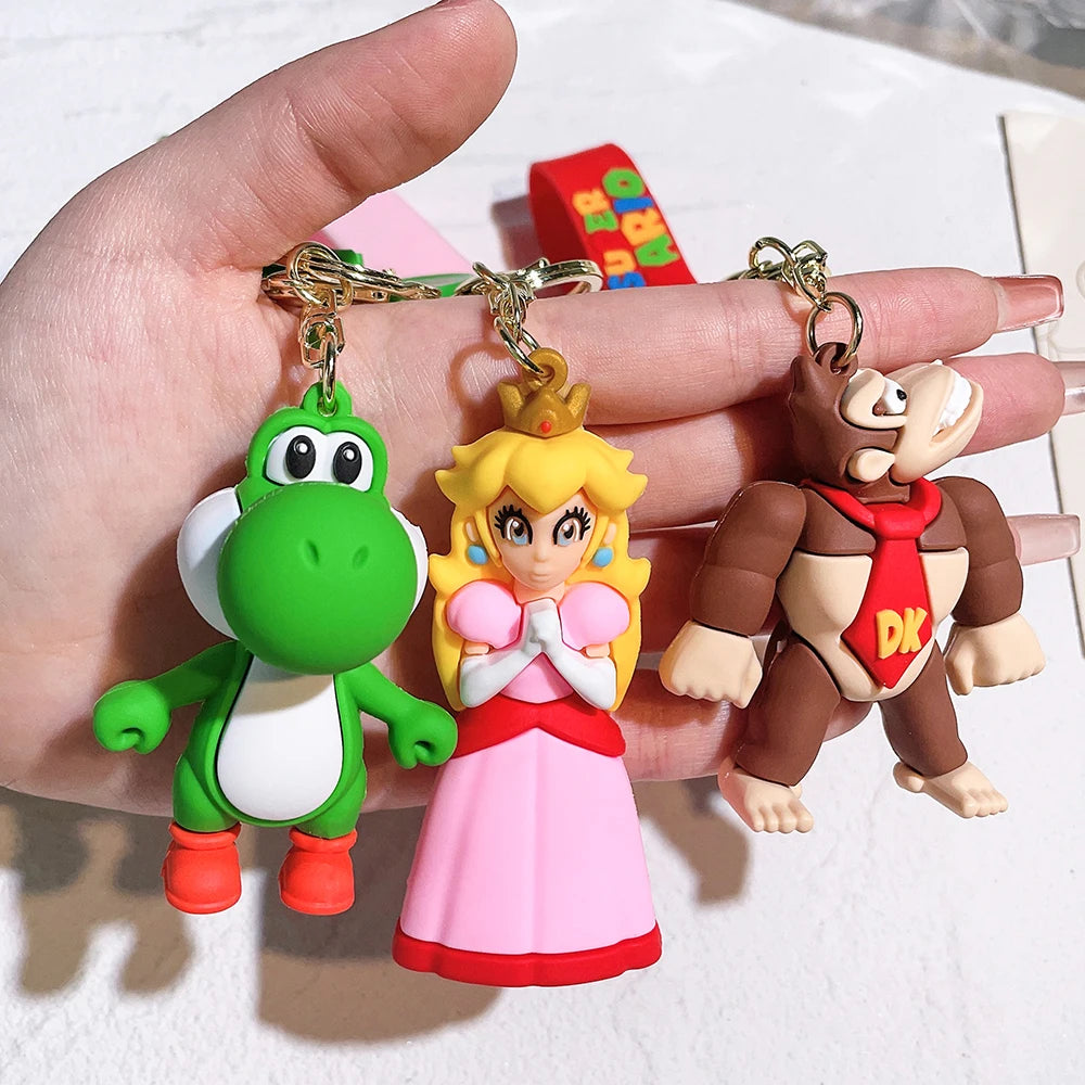 Game Super Mario Bros Keychain Anime Figure Car Decoration Backpack Pendant Accessories Kids Toy Christmas Birthday Gifts gsmFI
