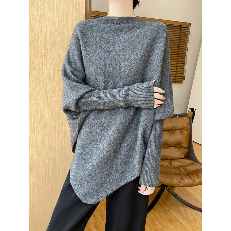 Elegant Merino wool shawl pullover, triangle design, perfect for stylish layering A&S Collection