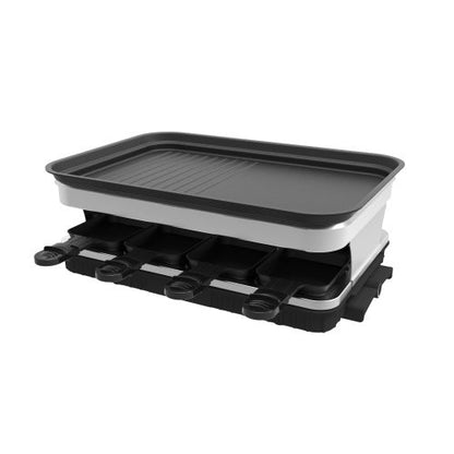 Raclette Grill 8 People Grill Plate Non-stick Coated, Raclette With 8 Mini Raclette Pans, Infinitely Adjustable Temperature, 1500W A&S Collection