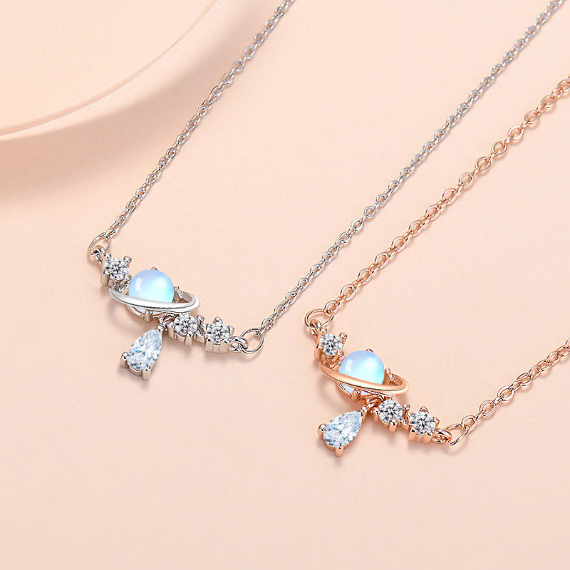 Exquisite planet necklace: trendy zircon drop, artistic and fashionable. A&S Collection