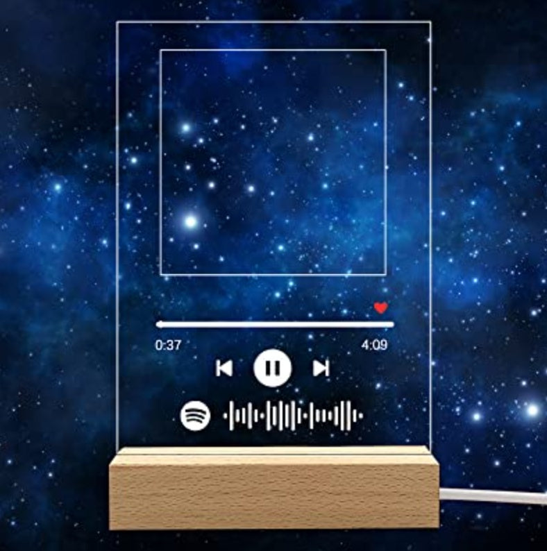 Customizable Photo Music Album Cover Night Light Carved Name Song Photo Frame A&S Collection