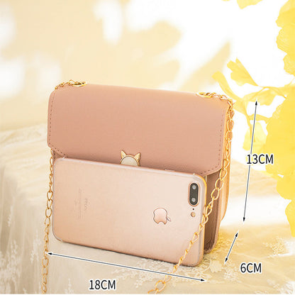 Small Messenger Bag New Sweet And Cute Cat Tassel Decoration Chain One Shoulder Small Square Bag Casual Messenger Bag A&S Collection
