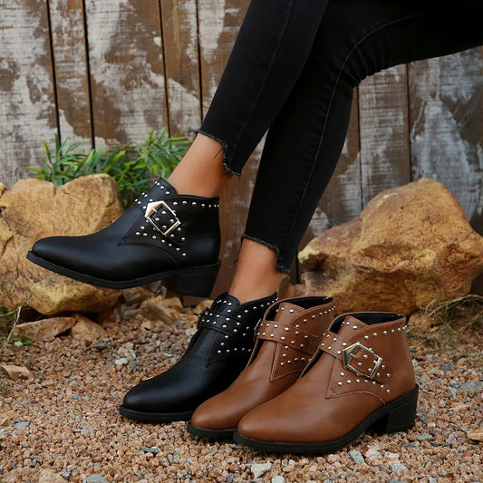 Studded Buckle Chelsea Boots.