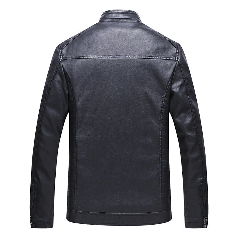 Men's new winter cashmere thick warm leather jacket PU leather jacket A&S Collection