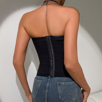**Trendy Y2K bandeau vest—stylish and effortlessly chic for women.** CJ