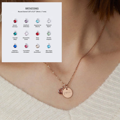 Personalized Name Engraving Necklace Birthstone Pendants Stackable Jewelry Birthday Gift For Women Mom Wife Daughter Friend A&S Collection
