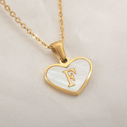 26 Letter Heart-shaped Necklace White Shell Love Clavicle Chain Fashion Personalized Necklace For Women Jewelry Valentine's Day A&S Collection
