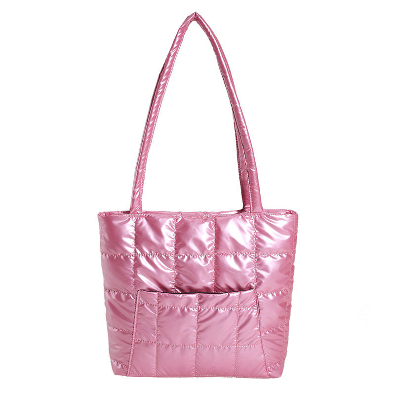 Plaid cloud tote: large, chic commuter bag. A&S Collection