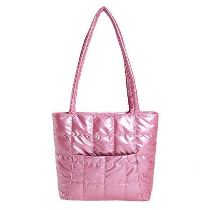 Plaid cloud tote: large, chic commuter bag. A&S Collection