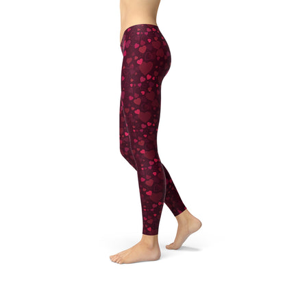 Hearts on Hearts Red Leggings Maroon Sooty