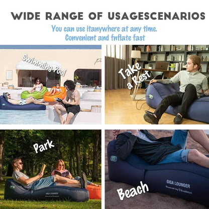 Automatic Inflatable Electric Traveling Backyard Lounger Portable Lazy Sofa Outdoor Blow Up Couch Camping Hiking Leisure Chair A&S Collection
