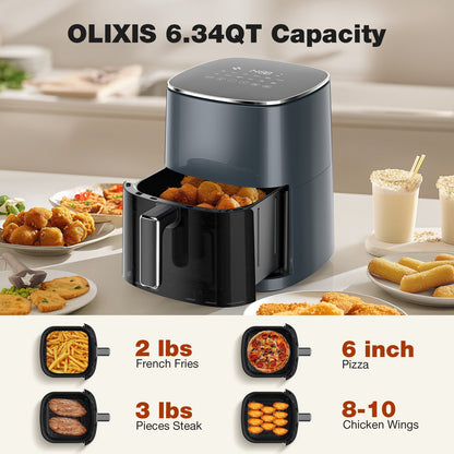 Air Fryer 6 Quart Capacity With Window Square Air Fryer 12-in-1 Air Fry, Roast, Reheat, Dehydrate, Bake, Steam With 400F A&S Collection