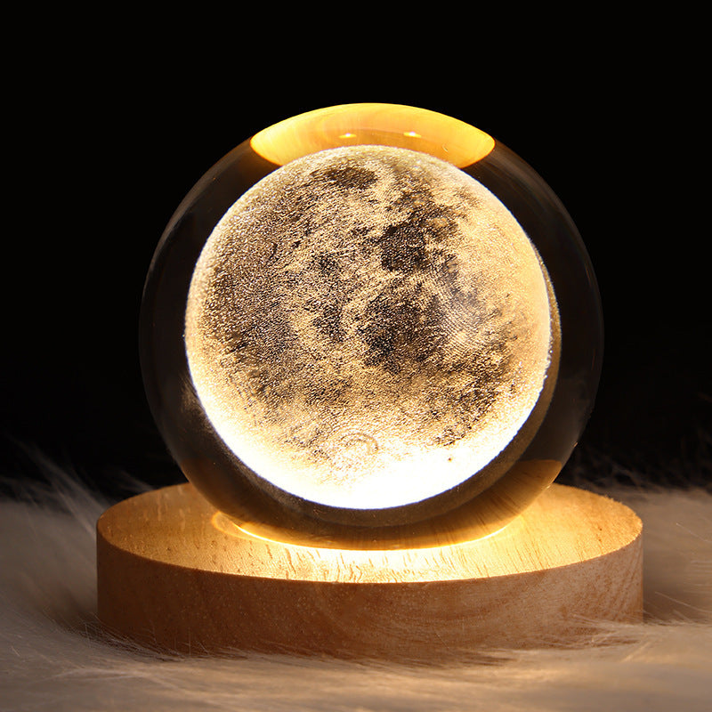 Luminous Starry Sky And Planets Moon Moon Crystal Ball Small Night Lamp Projection Ambience Light Creative Gift New Strange Gift A&S Collection