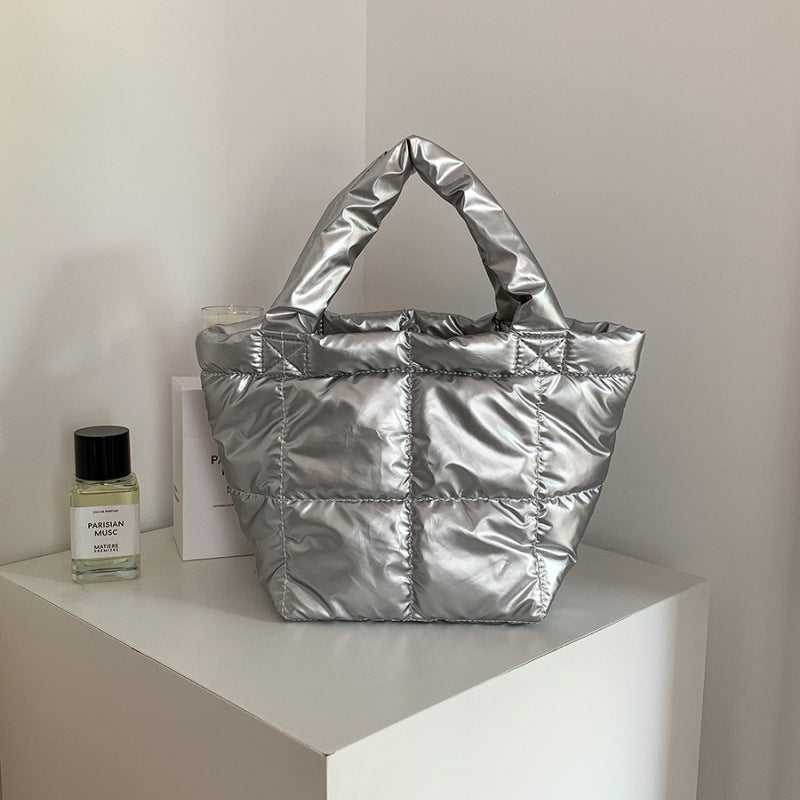 PU soft puffer bag for women: large capacity, autumn/winter, new commuter handbag, padded cloud design. A&S Collection