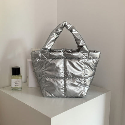 PU soft puffer bag for women: large capacity, autumn/winter, new commuter handbag, padded cloud design. A&S Collection
