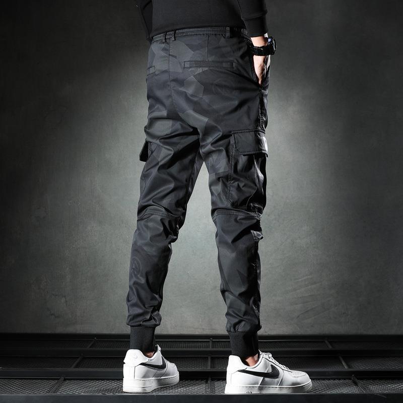 Spring/summer thin camouflage casual pants men's fashion brand new slim-fit elastic waist corset cargo long pants A&S Collection