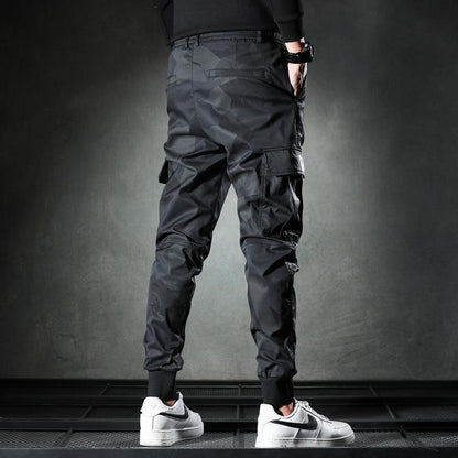 Spring/summer thin camouflage casual pants men's fashion brand new slim-fit elastic waist corset cargo long pants A&S Collection