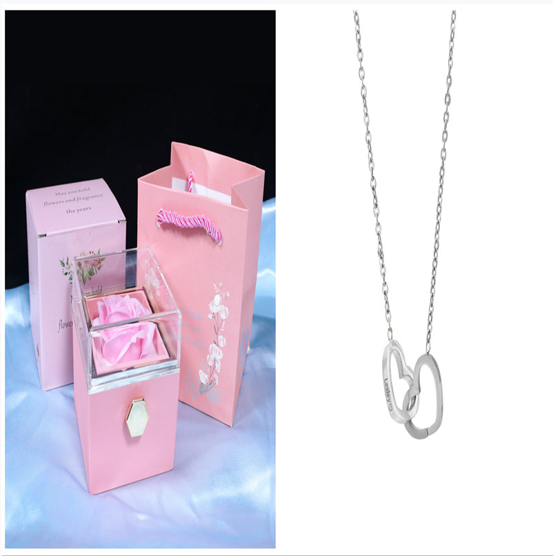 Rotating Soap Flower Rose Gift Box Creative Rotating Rose Jewelry Packaging Box Valentine's Day Gift For Women A&S Collection
