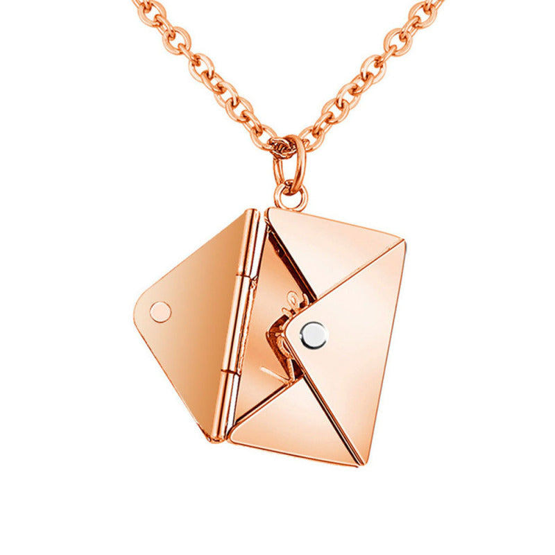 Artistic Envelope Charm Necklace: Stainless Steel, Commemorative, Stylish Design A&S Collection
