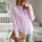 Striped Long Sleeve Shirt Fashion Ruffle Design Button Up Tops Casual Office Blouse Elegant Commuting Women's Clothing A&S Collection