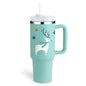 40 Oz Tumbler With Handle Straw Insulated, Stainless Steel Spill Proof Vacuum Coffee Cup Tumbler With Lid Tapered Mug Gifts For Valentine Lover Suitable For Car Gym Office Travel A&S Collection