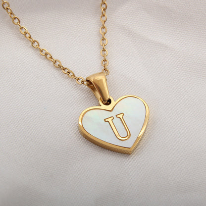26 Letter Heart-shaped Necklace White Shell Love Clavicle Chain Fashion Personalized Necklace For Women Jewelry Valentine's Day A&S Collection