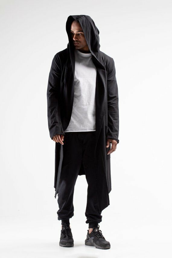 Amazon men's clothing, eBay AliExpress new men's coat coat hooded long cardigan coat Hypersku