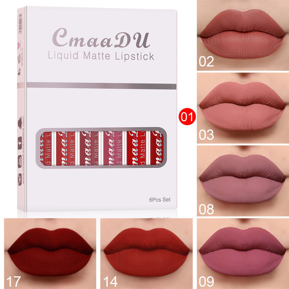 6 Boxes Of Matte Non-stick Cup Waterproof Lipstick Long Lasting Lip Gloss A&S Collection