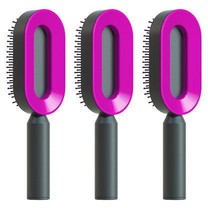 Self Cleaning Hair Brush For Women One-key Cleaning Hair Loss Airbag Massage Scalp Comb Anti-Static Hairbrush CJ