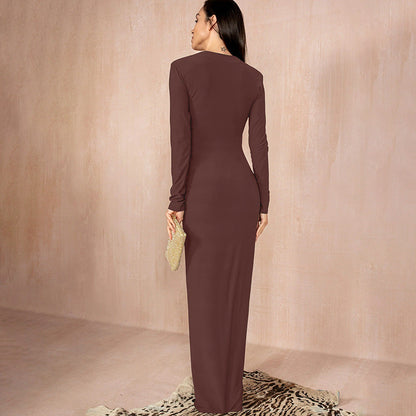 Chic autumn and winter long-sleeve hollow split dress, perfect for stylish look. A&S Collection