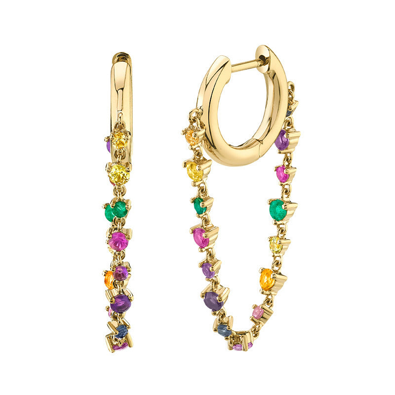 S925 Silver needle selling wind color earrings pendant female retro style studded with zircon earrings A&S Collection