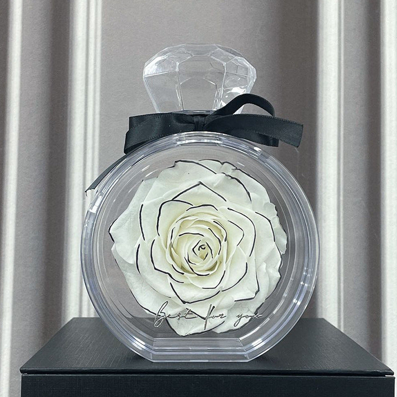 Natural Eternal Flower Ornaments Transparent Cover Dried Rose Gift Box For Christmas New Year Valentine's Day Home Decor A&S Collection