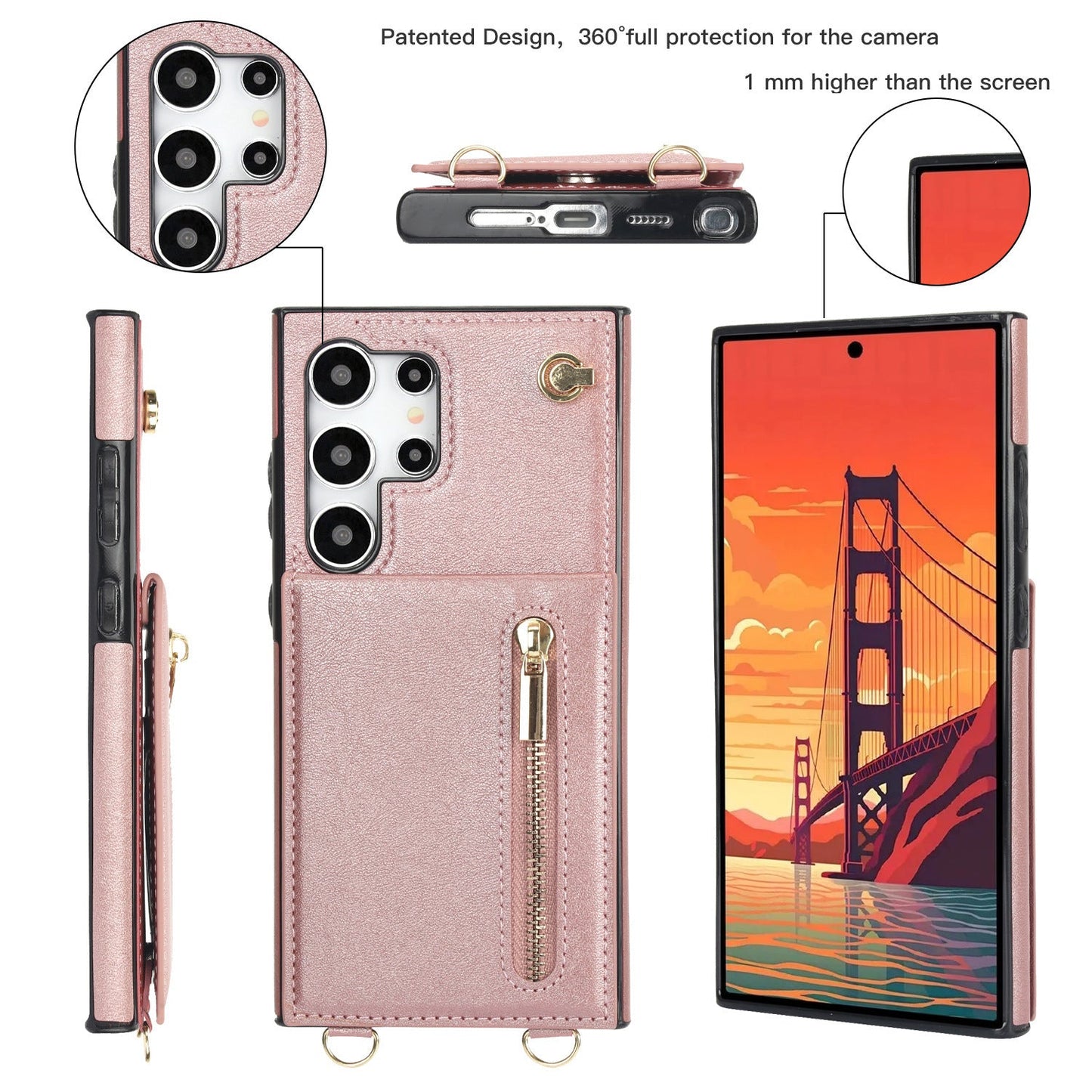 Card Crossbody Zipper Bracket Leather Phone Case A&S Collection