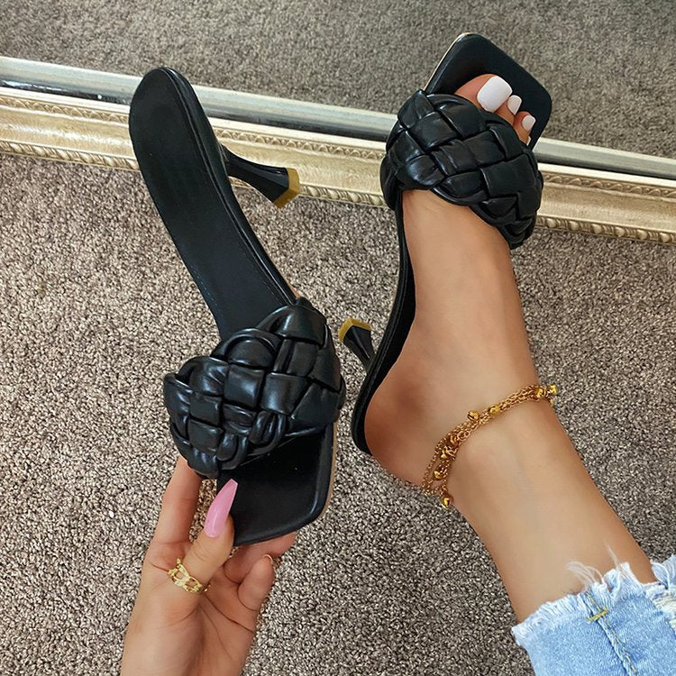 Sexy high-heeled woven sandals in European and American styles, comfortable in large sizes. A&S Collection