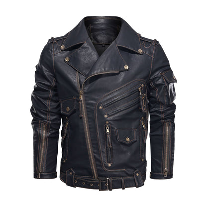 Motorcycle Leather Jacket, Punk Style PU Jacket A&S Collection