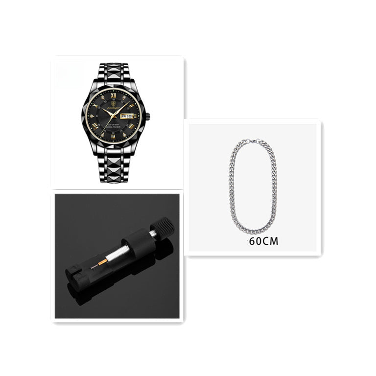 Men's Waterproof Double Calendar Luminous Quartz Watch A&S Collection