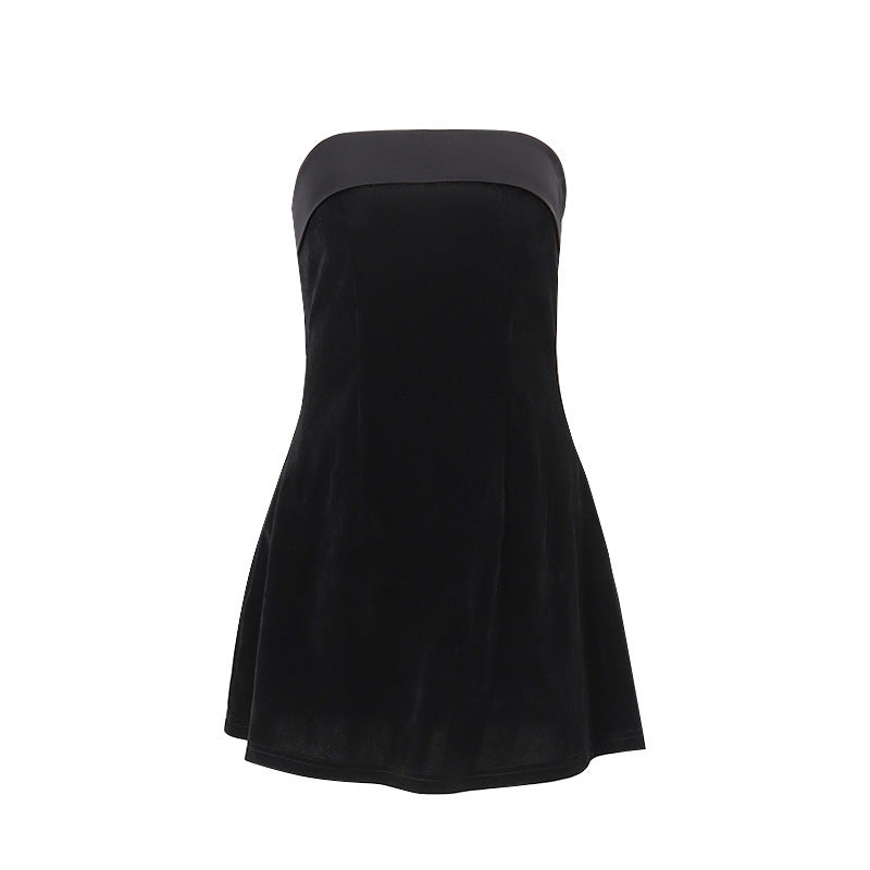 Chic Tube-Top A-Line Dress with Zipper - Perfect for Parties and Evening Glam! CJ