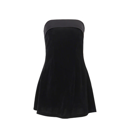 Chic Tube-Top A-Line Dress with Zipper - Perfect for Parties and Evening Glam! CJ