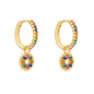 S925 Silver needle selling wind color earrings pendant female retro style studded with zircon earrings A&S Collection