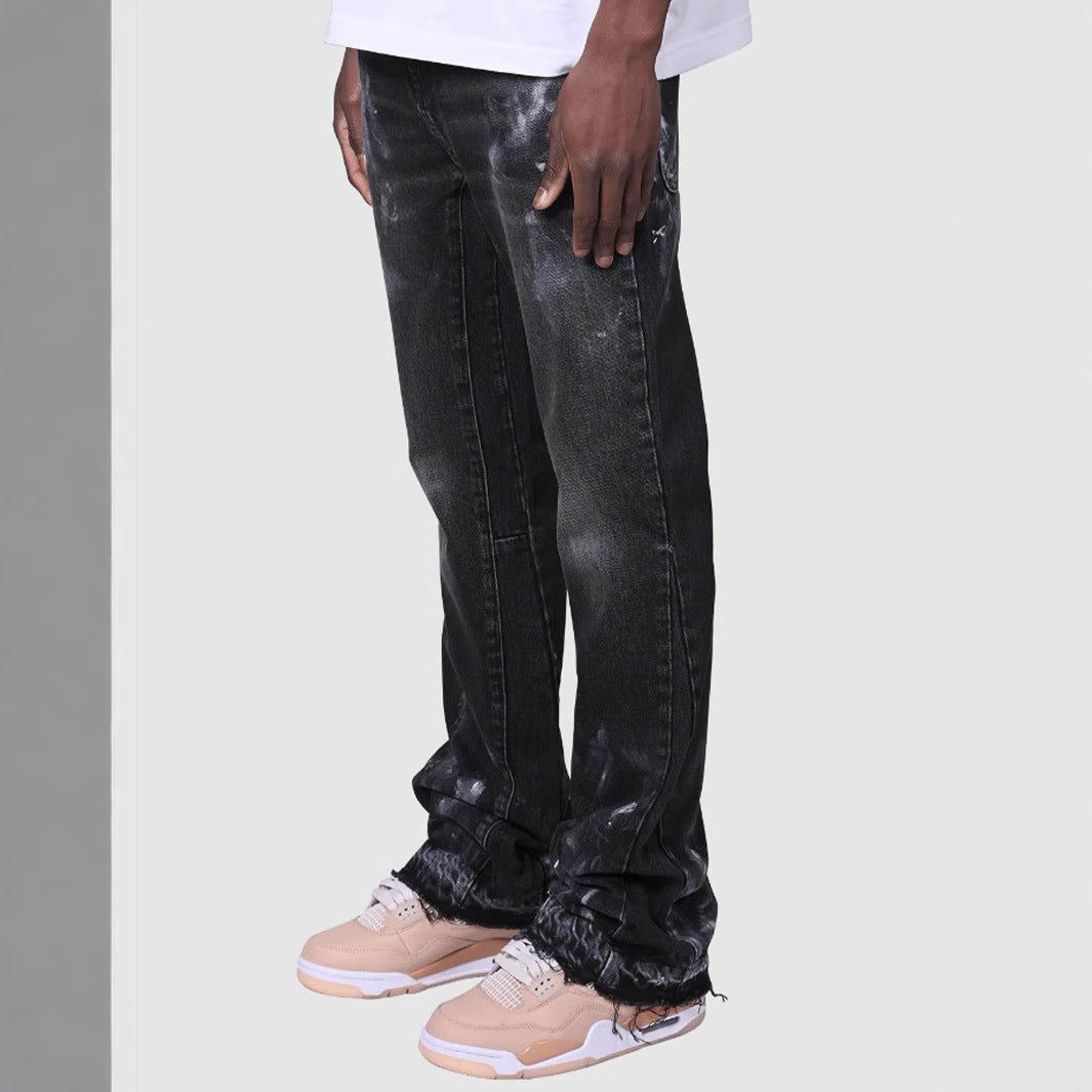 Men's Fashion Stretch Embroidery Straight-leg Denim Straight-leg Pants A&S Collection