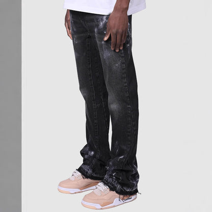 Men's Fashion Stretch Embroidery Straight-leg Denim Straight-leg Pants A&S Collection