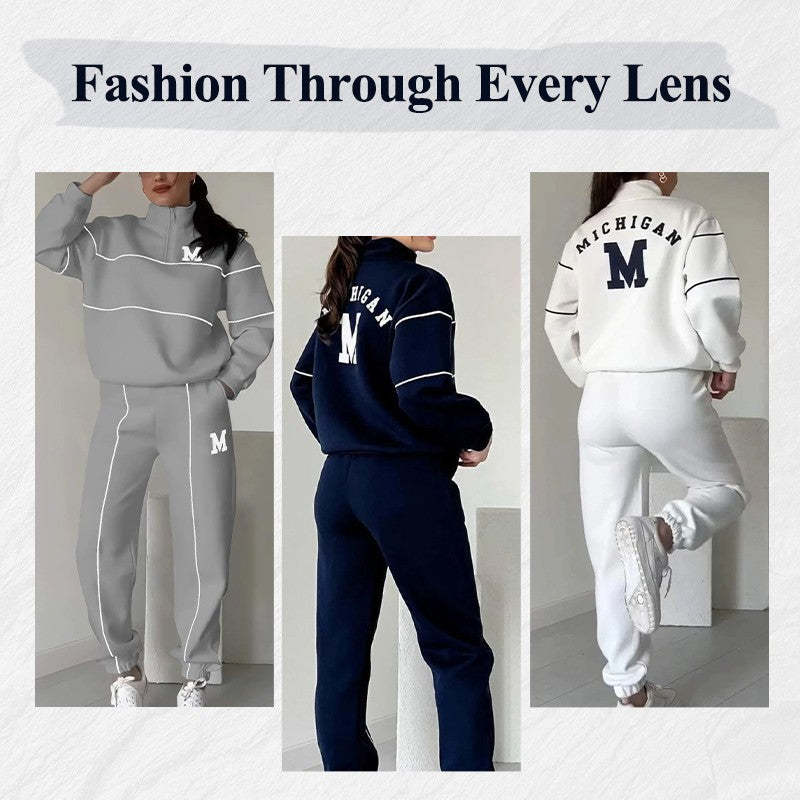 Womens 2 Piece Outfits Lounge Hoodless Pullover Sweatshirt Sweatsuit Sets Sweatshirt Baggy Fashion Sweatpants With Pockets A&S Collection