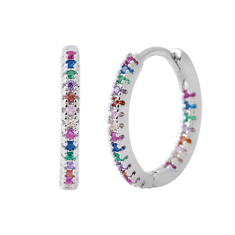Elegant Multicolor Zircon Circle Ear Clip Earrings for Women – Perfect Fashion Accessory for Any Occasion CJ