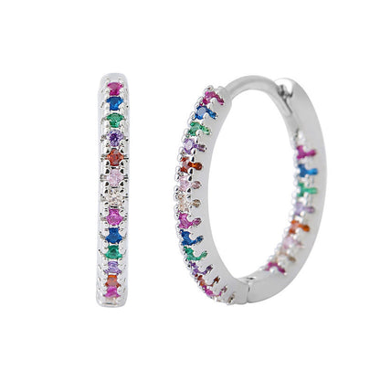Elegant Multicolor Zircon Circle Ear Clip Earrings for Women – Perfect Fashion Accessory for Any Occasion CJ