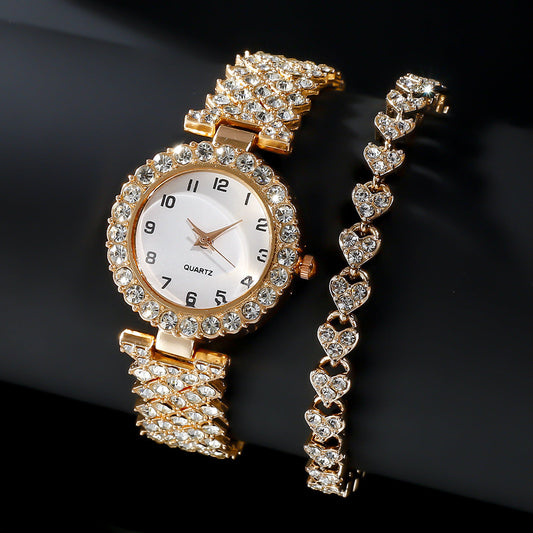 Luxury Silver Strap Watch Set: Fashion Jewelry 2pcs for Women – Elegant Quartz Wristwatch and Alloy Bracelet Gift Set A&S Collection