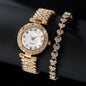 Luxury Silver Strap Watch Set: Fashion Jewelry 2pcs for Women – Elegant Quartz Wristwatch and Alloy Bracelet Gift Set A&S Collection