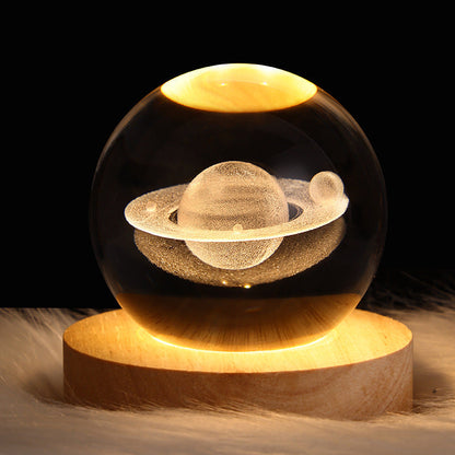 Luminous Starry Sky And Planets Moon Moon Crystal Ball Small Night Lamp Projection Ambience Light Creative Gift New Strange Gift A&S Collection