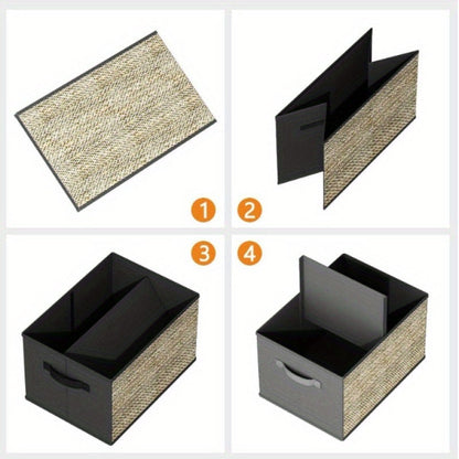 4pcs Green Rattan Rectangular Storage Bins with Handles: Collapsible Fabric Cube Organizers for Multipurpose Use - Lidded Containers for Toys, Clothes, and More (Non-Waterproof) - Suitable for Box, Cabinet, or Rack Storage - Ideal for Outdoor Use A&S Collection